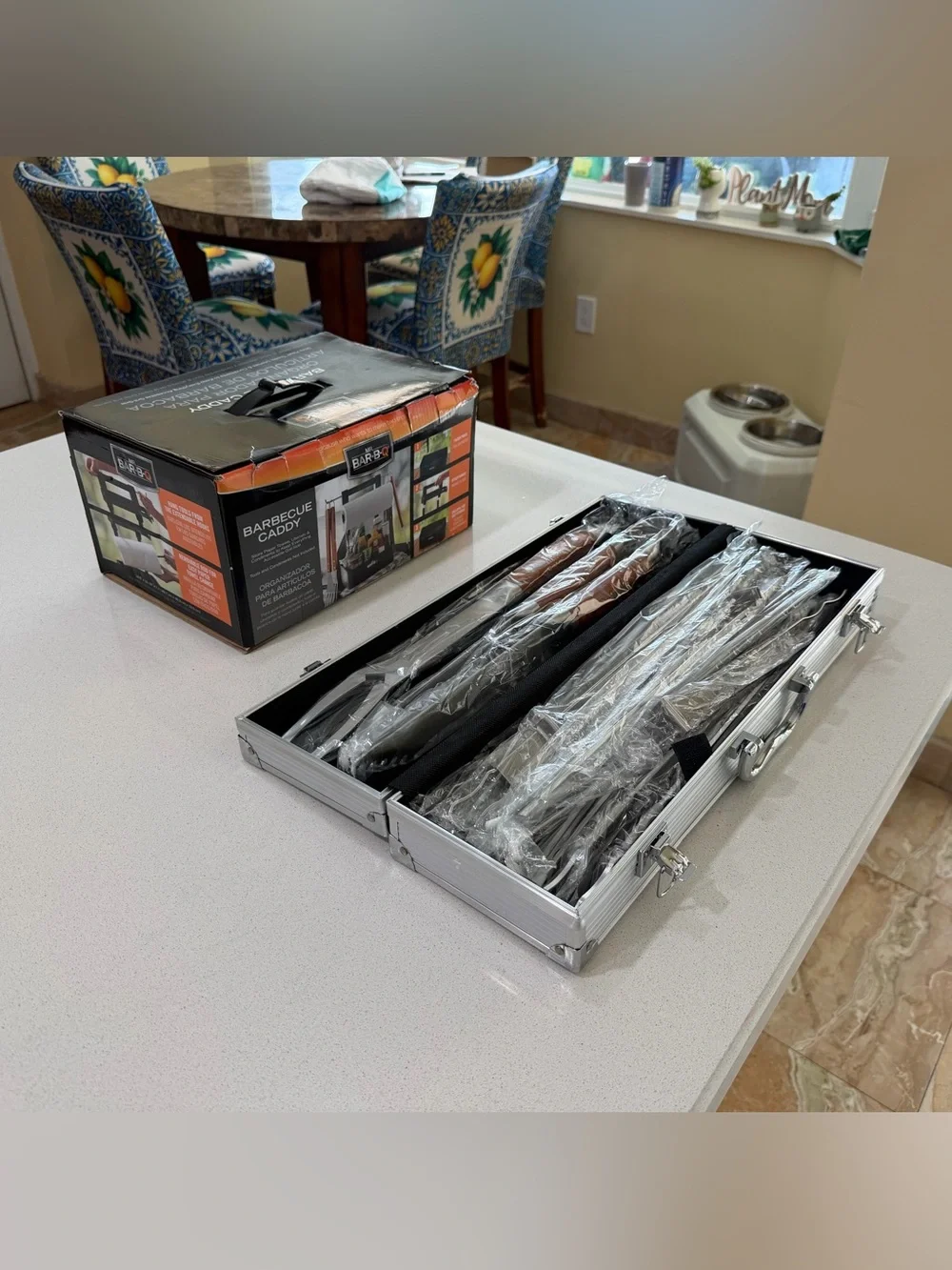 Stainless Steel Barbecue Tool Set and BBQ Caddy.